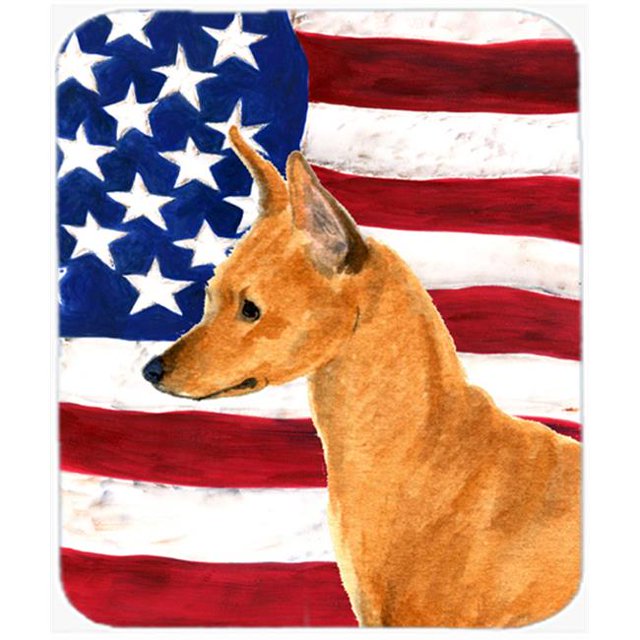 Usa American Flag With Min Pin Mouse Pad, Hot Pad or Trivet