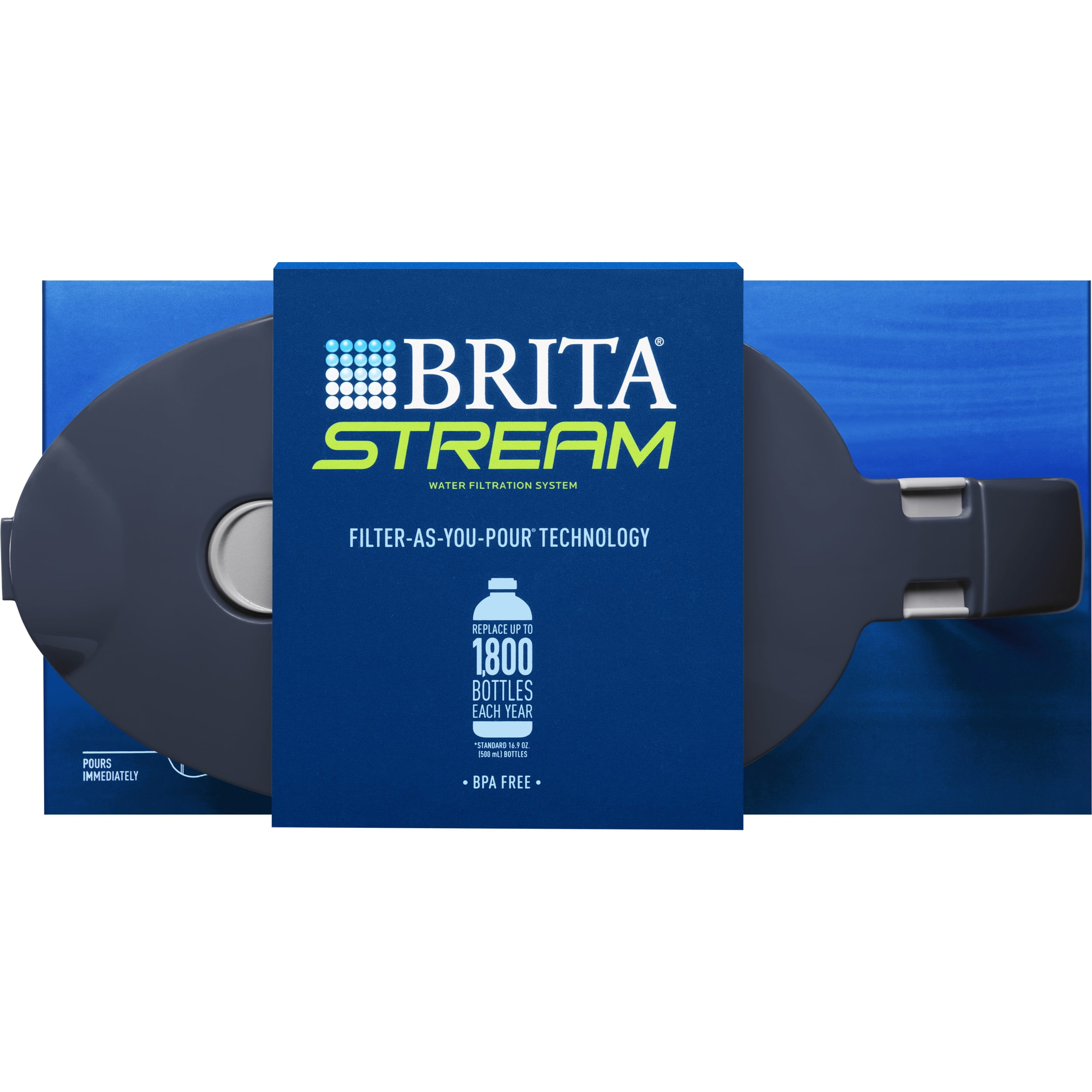 Brita Large Stream Filter as You Pour Plastic 10-Cup Gray Water Filter Pitcher