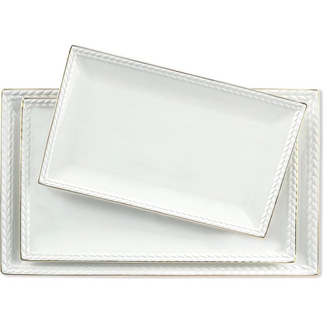 Juego De Platos De Cerámica Kassel | 16/14/12 Bandejas Rectangulares Para Servir Para Entretenimiento En Fiestas Y Bodas | Bandejas Para Servir Xl Aptas Para Horno Para Tacos, Bistec Y Pastel