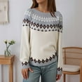 thumbnail image 2 of sususu Womens Fair Isle Sweater Casual Knitted Cashmere Sweater Colorful Long Sleeve Crewneck Pullover Jumper Top,A02-Light Blue,XXXXXL, 2 of 4