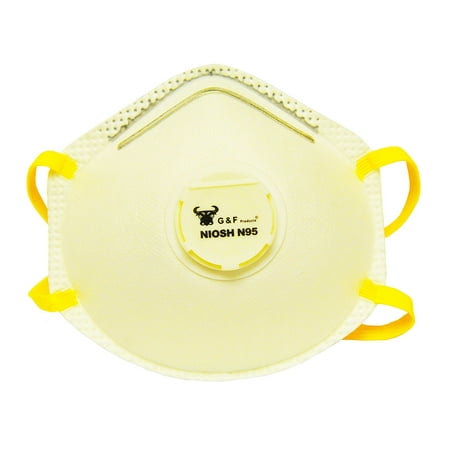 High Efficiency Particulate Air - G & F 9116 N95 Particulate Respirator Dust Mask with Valve, Box of 10 Pieces, Exhale Valve reduces hot air build-up By G F From USA