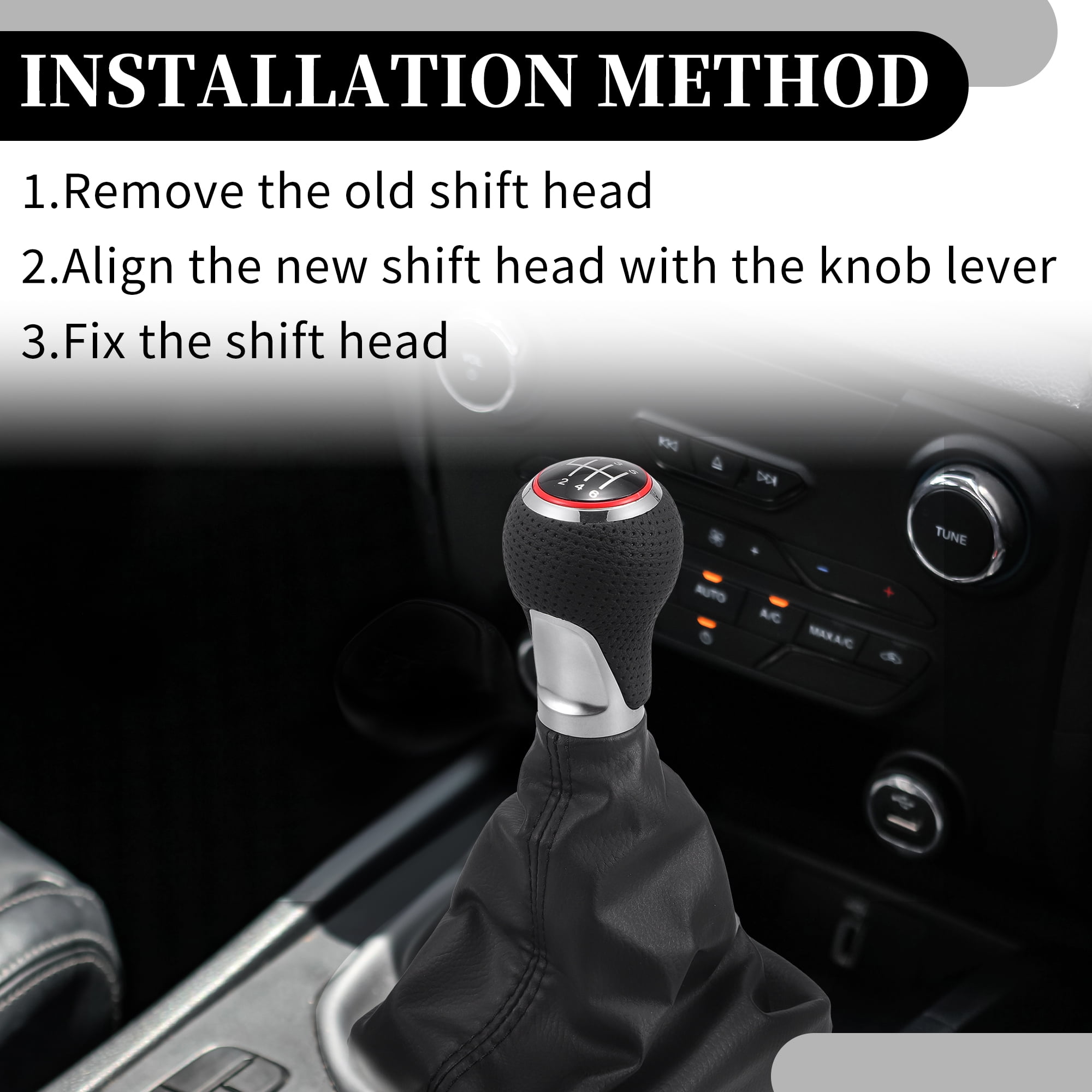 Unique Bargains 6 Speed Manual Gear Shift Knob with Dust Cover - Stick Shifter Knob - for Audi A6 2004-2008 Faux Leather