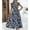 Navy, variant on Sundresses for Women Tea Party Empire Waist Long Blue Dress Floral Puff SLeeve A Line Dresses with Pockets