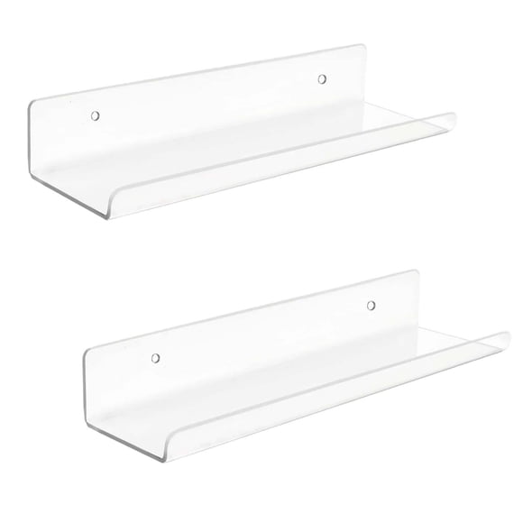Luzkey 2x Acrylic Floating Wall Shelves Floating Shelves Modern Spice Shelves Wall Mounted Bookshelves for Kids for Bathroom Kitchen Clear