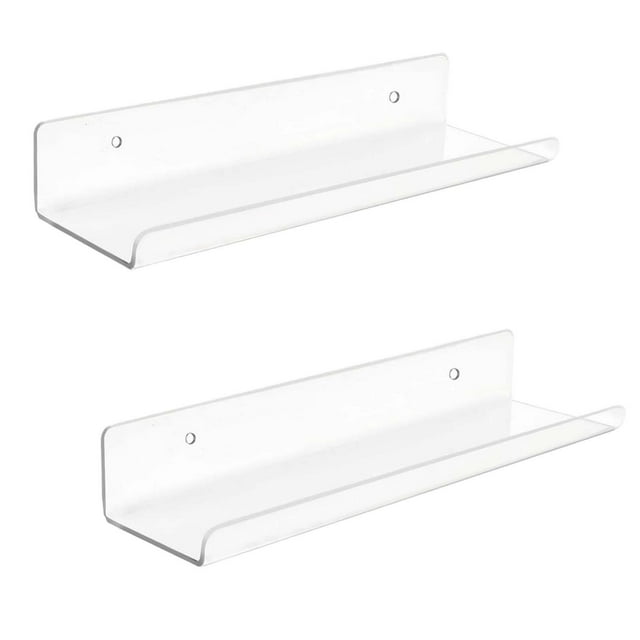 2 estantes flotantes de acrílico para pared, estantes de repisa para pared, estanterías de pared Claro