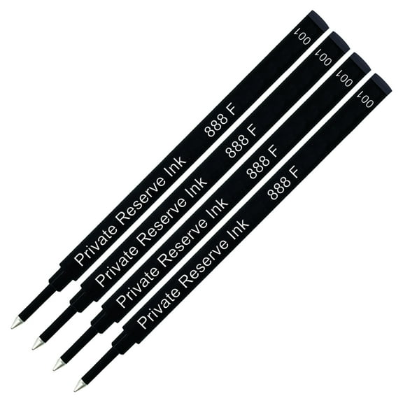 4 Pack - Private Reserve Ink Schmidt 888 Rollerball Refill Black Ink, Fine Tip
