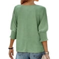 thumbnail image 4 of UVN Crewneck Blouse for Women Summer 3/4 Sleeve T-Shirts Casual Tees Ladies Loose Tops, 4 of 8