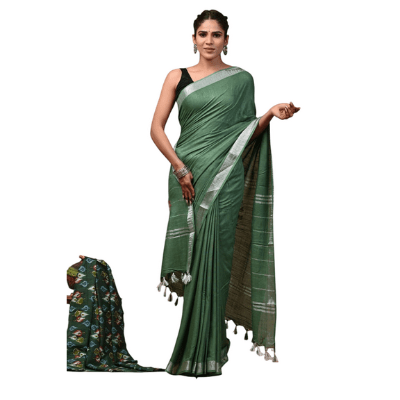 Craftwell Traditional Cotton Linen Saree, 3-Pack, Medium