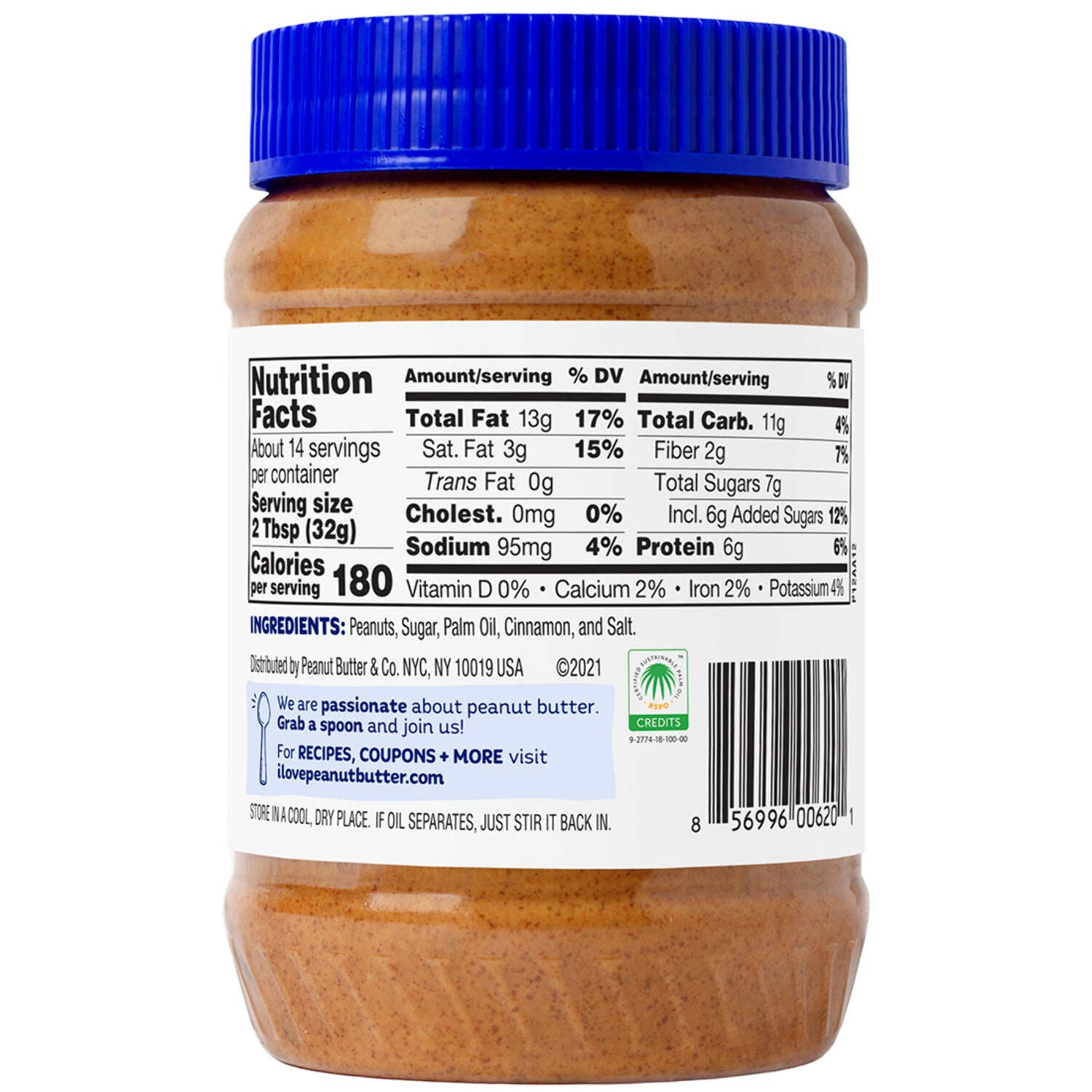 Peanut Butter & Co, Cinnamon Swirl Flavored Peanut Butter Spread, 16 oz, 6 Pack