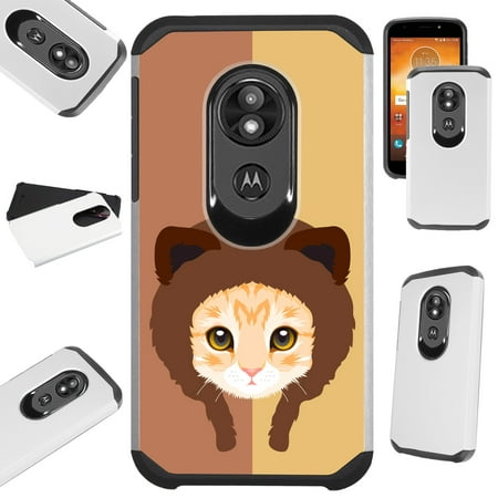 For Motorola Moto E5 Play | Moto E5 Cruise Case Hybrid TPU Fusion Phone Cover (Hat Cat Tabby)