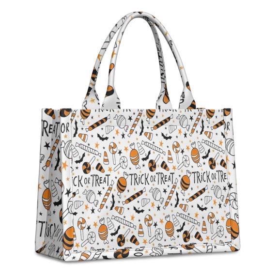 Large Capacity Tote Bag,Trick or Treat Halloween Pattern Handbag Fashion Luxury Tote Bag,15.7"x13"x 5.1" Inches,Laptop Compatible