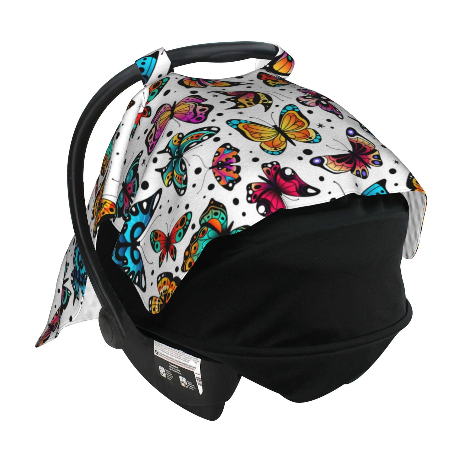 Car Seat Cover Baby - Colorful Flying Butterflies Breathable Infant Car Seat Cover for Baby Carseat, Lightweight Comfort Baby Essentials Must Haves Newborn Stuff for Girl Boy