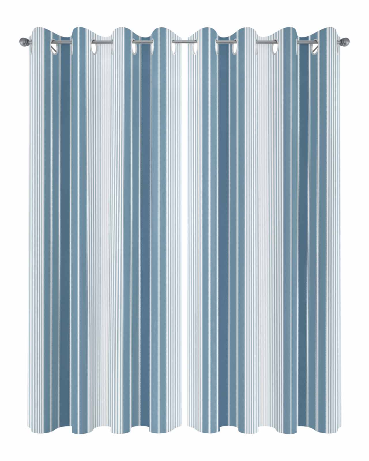Blue Ombre Stripe Outdoor Curtains for Patio, Farmhouse Simple Striped Privacy Drapes Grommet Waterproof Outside Curtains for Porch/Cabana/Balcony 54"x 95", 2 Panel