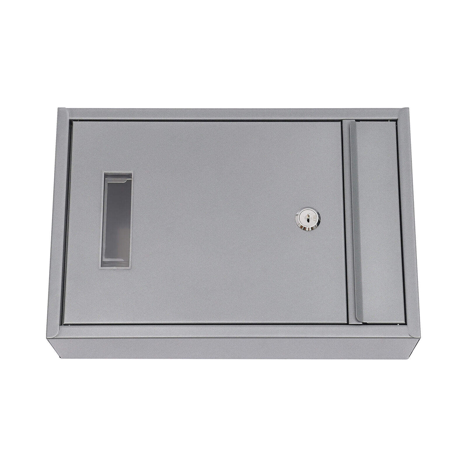 Locking Drop Box  Indoor&Outdoor 8.46*3.35*12.6in Modern Silver Wall-Mount Mailbox, Metal Mailbox with Key Lock
