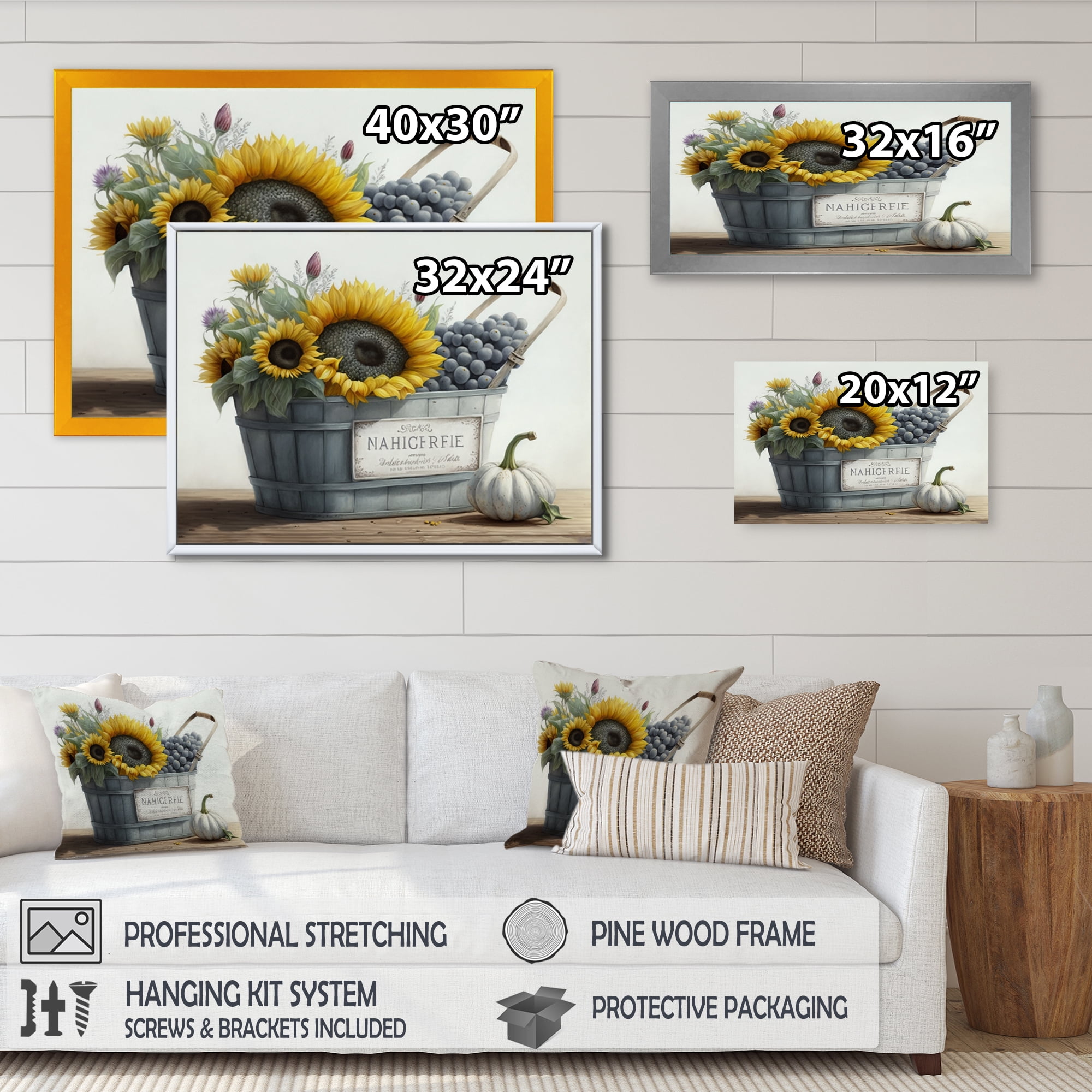 Designart Fruit And Flowers In Basket I Canvas Wall Art