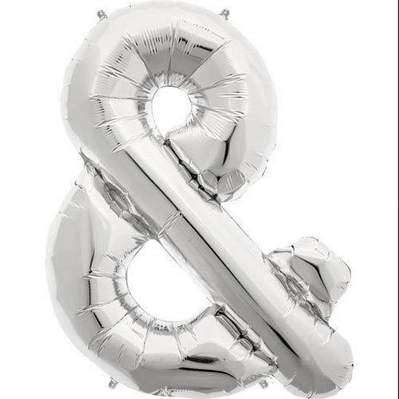 Ampersand - Silver Helium Foil Balloon - 34 inch