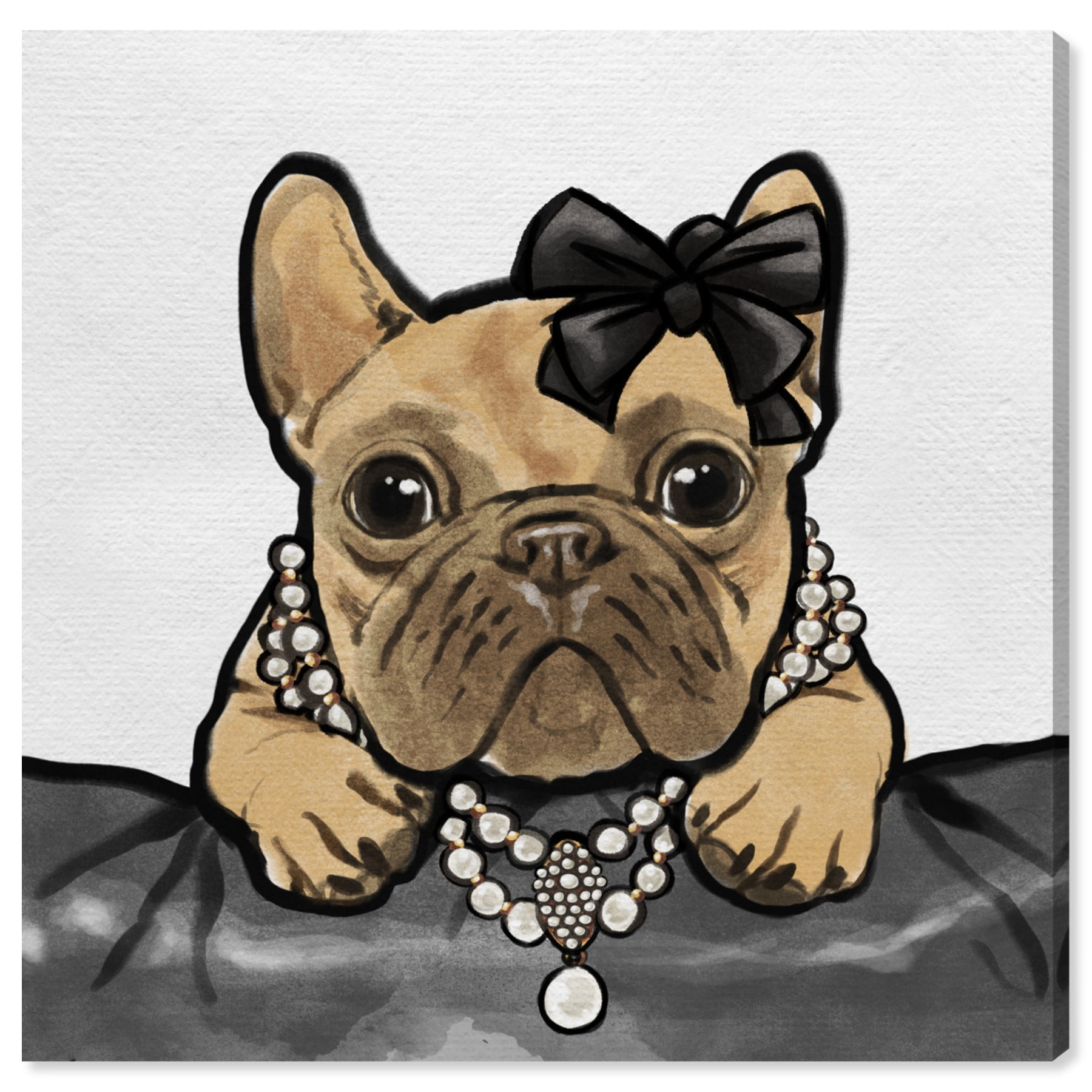 Runway Avenue 'Glam Frenchie' Fashion Dogs Wall Art Beige and Brown