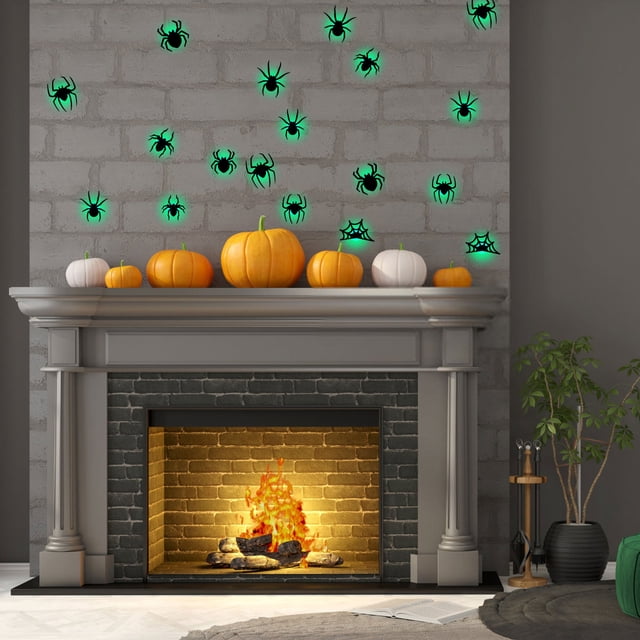 Fwttom Halloween LED Flashing Party Window Decoration Wall Sticker Glowing Wall Sticker Decoration Light