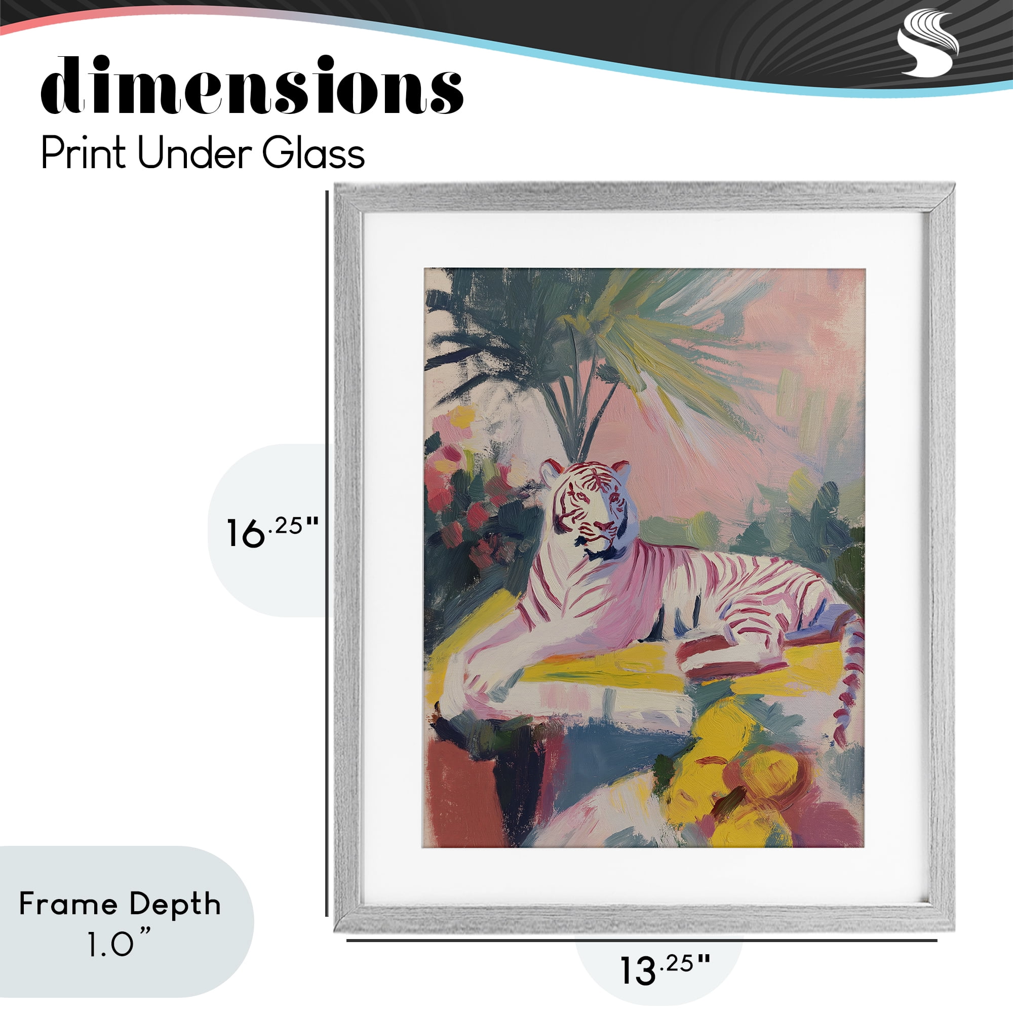 Stupell Industries In The Quiet Shade Tiger Gray Framed Print Under Glass, design by Svetlana Aleynikova