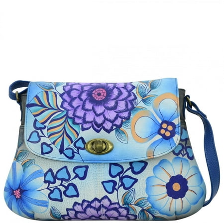 Hand Painted Cross Women's ANNA by Anuschka Hand Painted Medium Flap Crossbody 8287 10.5