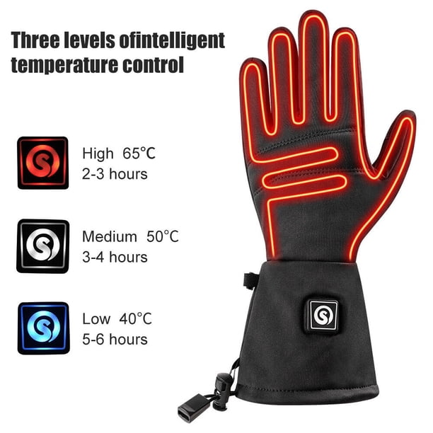 SAVIOR Gants Chauffants Avec Batterie, 7.4V 2200mah Rechargeables Gants Chauffants Pour Ski Et Planche à Neige (Noir