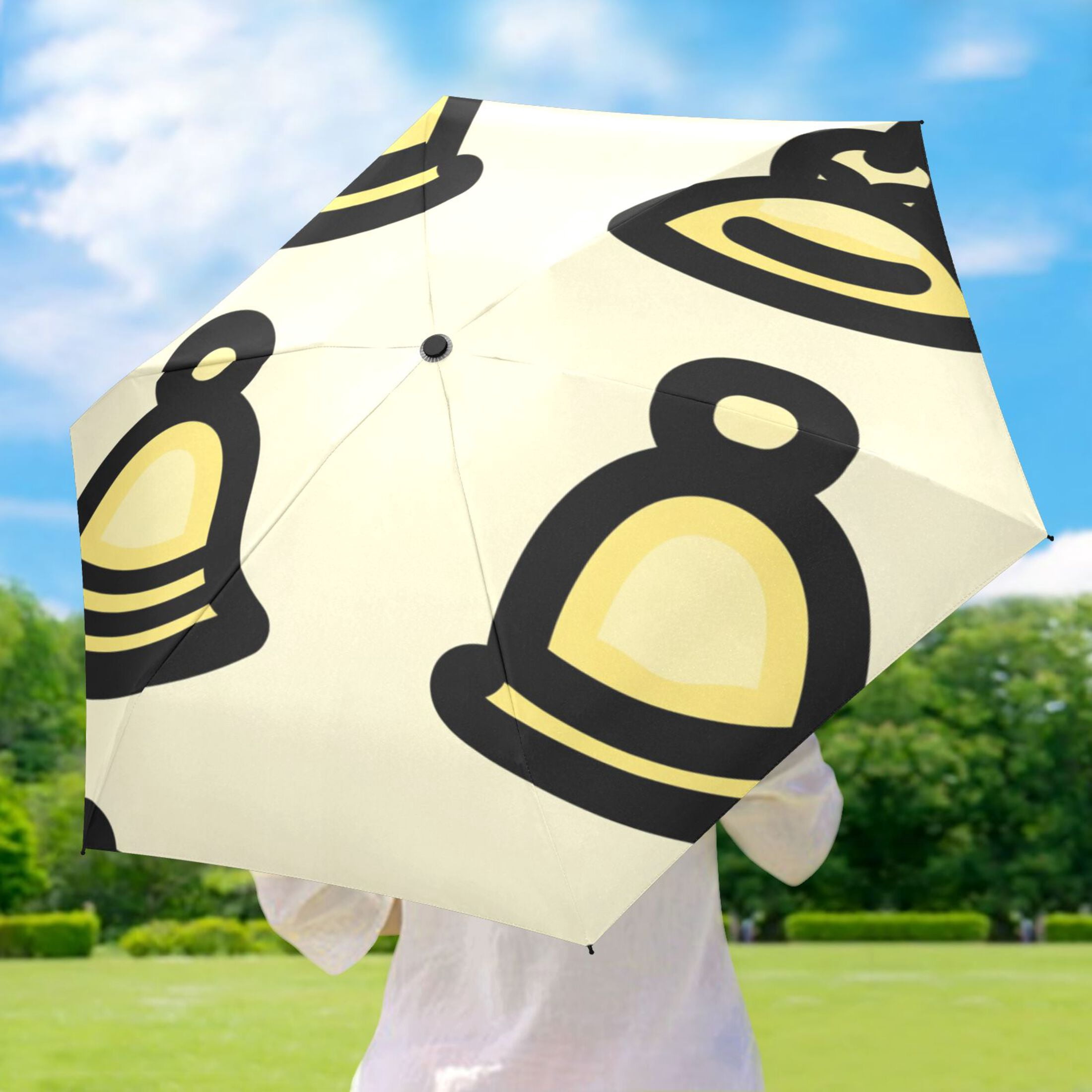 Stylish Bell Designs Umbrellas for Sun Auto Open Close UV50+ Waterproof 5-Fold Compact Fiberglass Frame