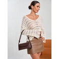 thumbnail image 5 of Bolso cuadrado pequeño de cuero Pu para mujer, bandolera francesa Simple de un hombro, color sólido, a la moda, 5 of 5