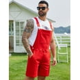 thumbnail image 4 of Denim Overalls for Men Jean Shorts Jumpsuit Work Bibs Coveralls with Zipper(Red,M), 4 of 12