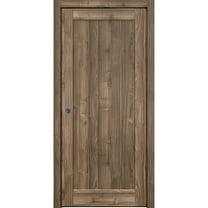 Sliding French Pocket Door 32 x 84 inches | Quadro 4111 Walnut | Kit Trims Rail Hardware | Solid Wood Interior Bedroom Sturdy Doors
