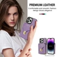 thumbnail image 6 of Allytech Case for iPhone 16 Pro Max, [Large Capacity] Wallet Case with Card Slots & Zipper Pocket, Premium PU Leather Metal Snap Kickstand Shockproof Case with Shoulder Strap, Purple, 6 of 9