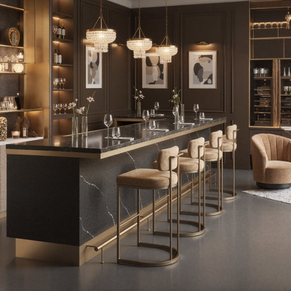 Velar Barstool Beige Barstool, Modern Style, Plush and durable faux leather fabric, Plywood, Indoor Bar