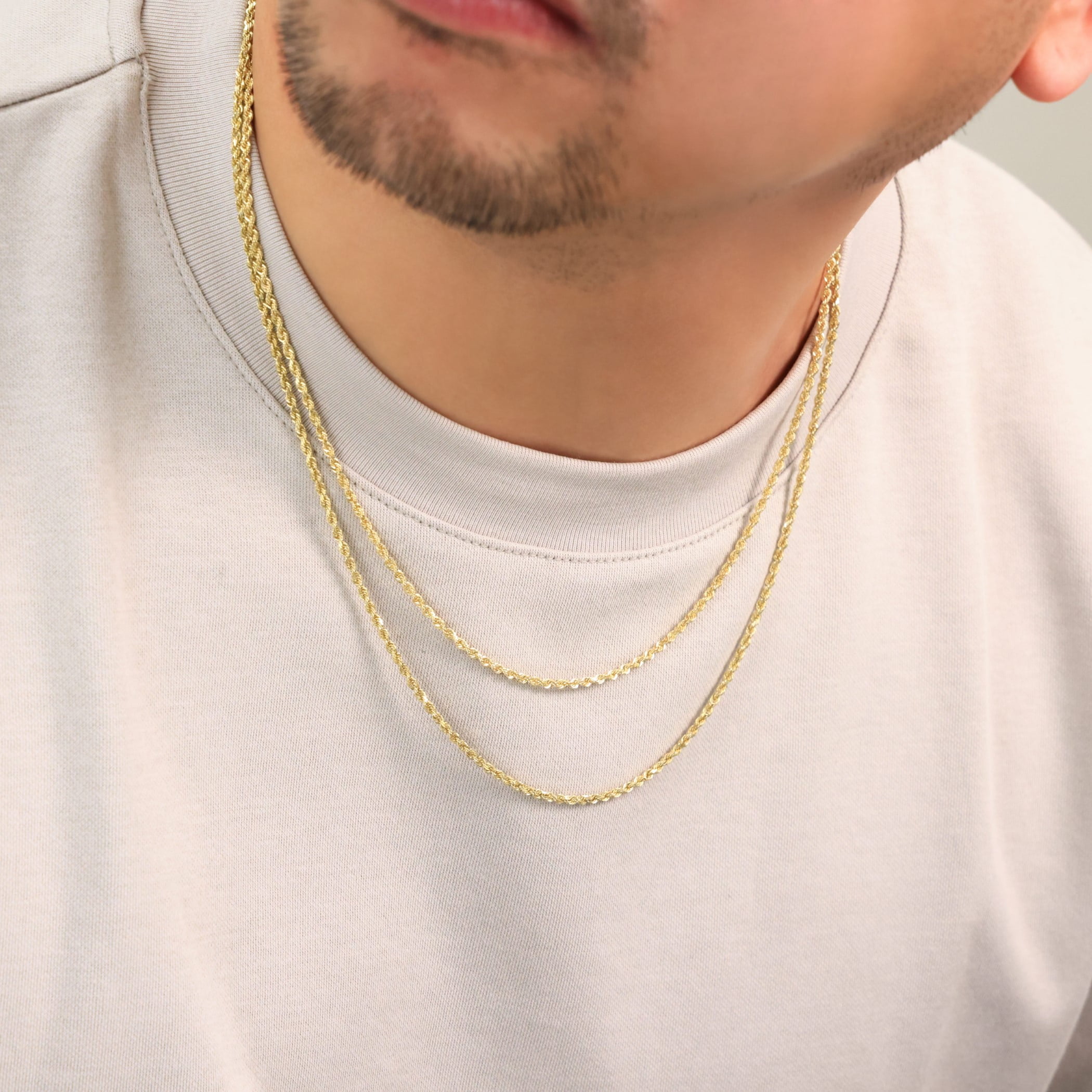 Nuragold 10k Real Yellow Gold 2mm Rope Chain Diamond Cut Necklace (16"-30") Italian Jewelry for Men & Women