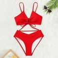 thumbnail image 2 of ANINEO Women Swimwear High Waist Bikini Sets 2PCS Swimsuit Front Tie Knot Bathing Suit Cozy Hawaii Summer Tropical Brazilian Beachwear, 2 of 6