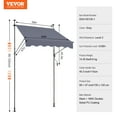 thumbnail image 6 of VEVOR 59 x 47" Patio Awning Retractable, Awning Sunshade Shelter with Manual Crank Handle, Outdoor Patio Canopy Sunsetter Deck, Adjustable Height from 86 to 122 in, for Patio/Balcony/Yard, Dark Gray, 6 of 9
