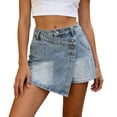 thumbnail image 3 of JTieacloth Stylish Casual Denim Mini Skirt With Asymmetric Hem For A Slimming And,Women's Skirts(Blue), 3 of 6