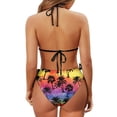 thumbnail image 6 of chaqlin Women's Halter Triangle Bikini Set - Sunset Palm Tree Print, Tie Side & Back, Sexy Two-Piece Swimwear for Beach Vacation & Pool Party, 6 of 9