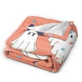 thumbnail image 2 of DouZhe Ultra-Soft Micro Fleece Lightweight Flannel Bed Blanket, Magical Cute Happy Ghosts Print Cozy Warm Throw Blankets, 80"x60", 2 of 7