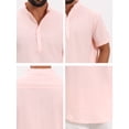 thumbnail image 7 of DARING DIVA Men's Solid Color Stand Collar Short Sleeve Henley Shirts 2XL Pink, 7 of 7
