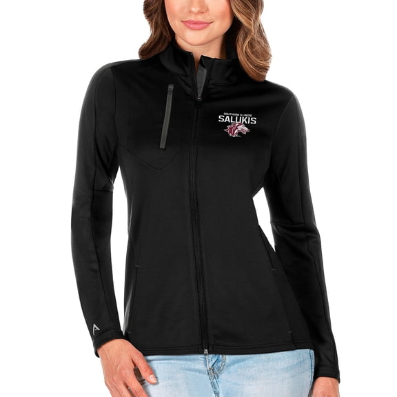 Women's Antigua Black/Graphite Southern Illinois Salukis Generation Full-Zip Jacket