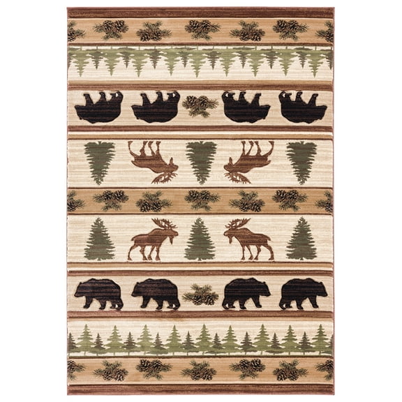United Weavers Cottage Area Rug 2055 40226 Adler Beige Banded Trees 7' 10" x 10' 6" Rectangle