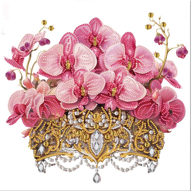 Pintura de diamante 5D Wdftyju DIY Taladro parcial con forma especial Mariposa Orquídea 35x35cm