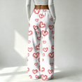 thumbnail image 6 of Sorvello Womens Home Casual Pajama Pants Lips Heart Print Plush Wide Leg Sleep Pants Elastic Drawstring White 2XL, 6 of 6