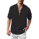 thumbnail image 1 of Camisa Henley De Lino Con Cuello Alto, Manga Larga, Casual,, 1 of 6
