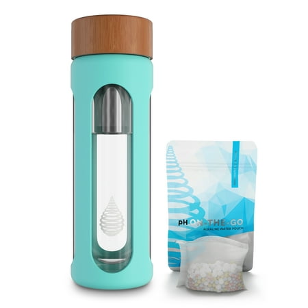 pH HYDRATE Glass Alkaline Water Filter Bottle - Portable Alkaline Water Filter Ionizer - Filtered Water Bottle - Increase pH, Reduce Fluoride, Remove Heavy Metals & Chlorine, NEW 2018 (Best Alkaline Water Filter In India)