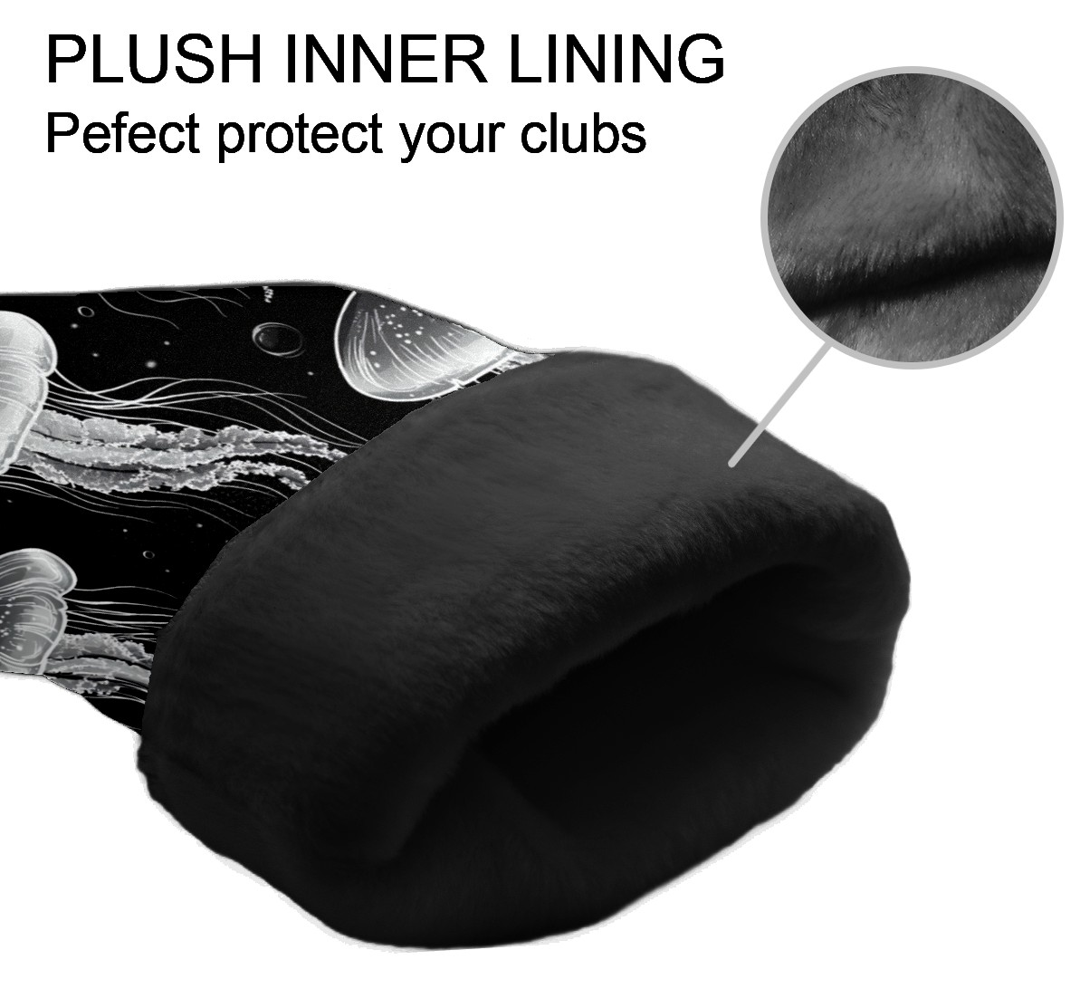 Golf Club Covers PU Leather Waterproof Head Covers for Fairway Woods Hybrids Jellyfish