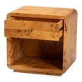 thumbnail image 2 of Pemberly Row Modern Natural Real Burl Wood 1-Drawer Nightstand, 2 of 11