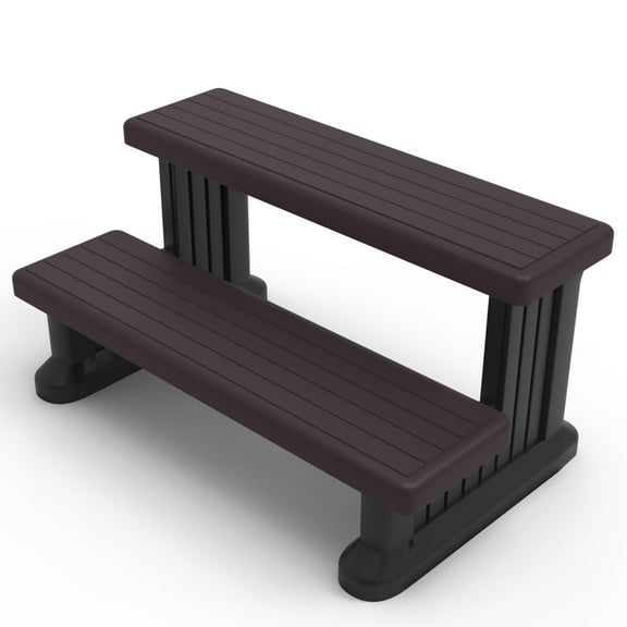 Hot Tub Steps Spa Steps for Round or Straight Sided Spa (Brown)