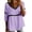Purple, variant on Women's Bubble Crepe Soft Top V Neck 3/4 Sleeve Hollow Out Trim Lightweight Casual Summer Daily Tops By Yigetop Purple S