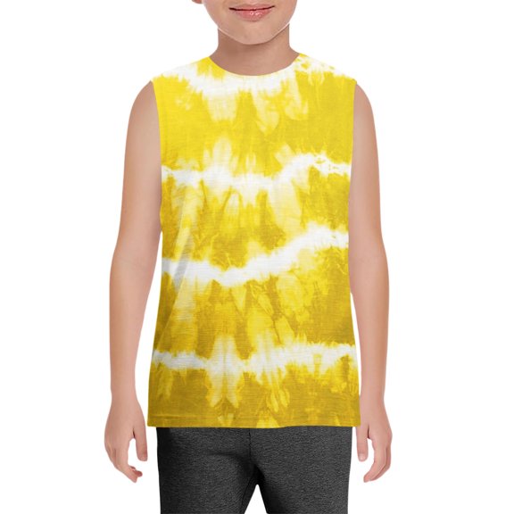 Ruyang Kids Boys Tie-dyed Camisoles Round Neck Loose Sleeveless Tank Tops Summer Casual Athletic Jogger Blouse T-Shirt