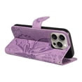 thumbnail image 5 of Dteck Pattern Case for iPhone 15 Pro,Magnetic Leather Butterfly Floral Embossed Flip Case Card Slots Wallet Stand Cover with Wrist Strap for iPhone 15 Pro,Purple, 5 of 7